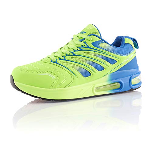 Fusskleidung® Damen Herren Sportschuhe Dämpfung Sneaker leichte Laufschuhe Blau Grün EU 36 von Fusskleidung