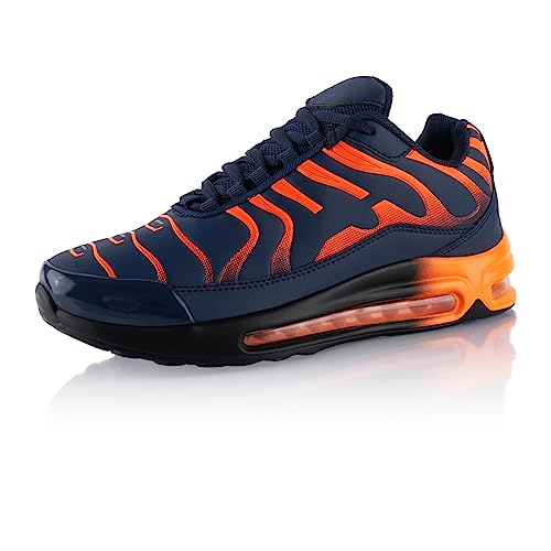 Fusskleidung® Damen Herren Sportschuhe Dämpfung Sneaker leichte Laufschuhe Blau Orange EU 38 von Fusskleidung