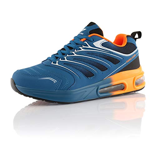 Fusskleidung® Damen Herren Sportschuhe Dämpfung Sneaker leichte Laufschuhe Blau Orange EU 42 von Fusskleidung