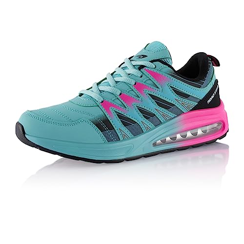 Fusskleidung® Damen Herren Sportschuhe Dämpfung Sneaker leichte Laufschuhe Blau Türkis Pink EU 41 von Fusskleidung