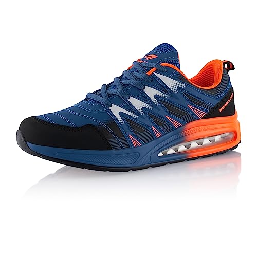 Fusskleidung® Damen Herren Sportschuhe Dämpfung Sneaker leichte Laufschuhe Blau Schwarz Weiß EU 39 von Fusskleidung