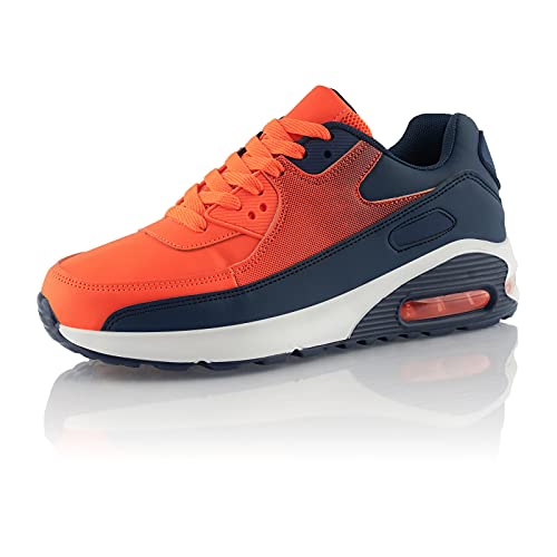 Fusskleidung® Damen Herren Sportschuhe Dämpfung Sneaker leichte Laufschuhe Dunkelblau Orange Orange EU 36 von Fusskleidung