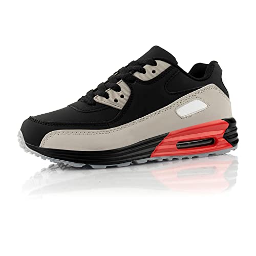 Fusskleidung® Damen Herren Sportschuhe Dämpfung Sneaker leichte Laufschuhe Grau Schwarz Rot EU 36 von Fusskleidung