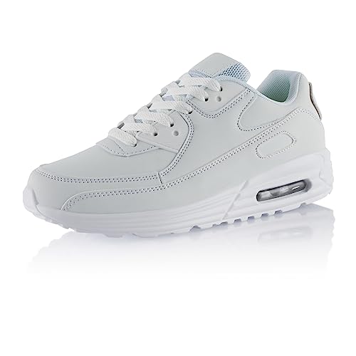 Fusskleidung® Damen Herren Sportschuhe Dämpfung Sneaker leichte Laufschuhe Grau Weiss EU 38 von Fusskleidung