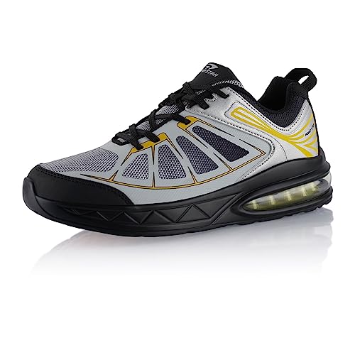 Fusskleidung® Damen Herren Sportschuhe Dämpfung Sneaker leichte Laufschuhe Hellgrau Gelb EU 39 von Fusskleidung