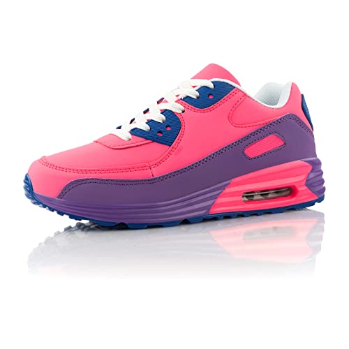 Fusskleidung® Damen Herren Sportschuhe Dämpfung Sneaker leichte Laufschuhe Lila Pink EU 38 von Fusskleidung