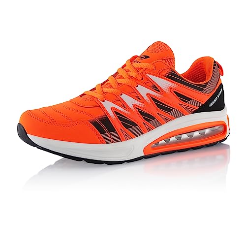 Fusskleidung® Damen Herren Sportschuhe Dämpfung Sneaker leichte Laufschuhe Orange Schwarz EU 36 von Fusskleidung