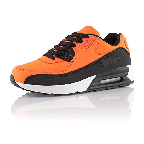 Fusskleidung® Damen Herren Sportschuhe Dämpfung Sneaker leichte Laufschuhe Orange Schwarz Weiß EU 38 von Fusskleidung