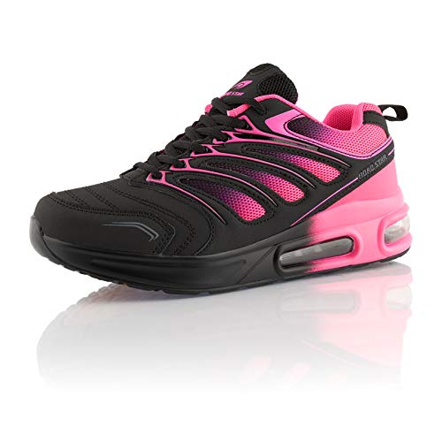 Fusskleidung® Damen Herren Sportschuhe Dämpfung Sneaker leichte Laufschuhe Pink Pink Schwarz EU 38 von Fusskleidung