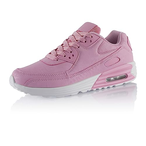 Fusskleidung® Damen Herren Sportschuhe Dämpfung Sneaker leichte Laufschuhe Rosa Rosa Weiss EU 36 von Fusskleidung