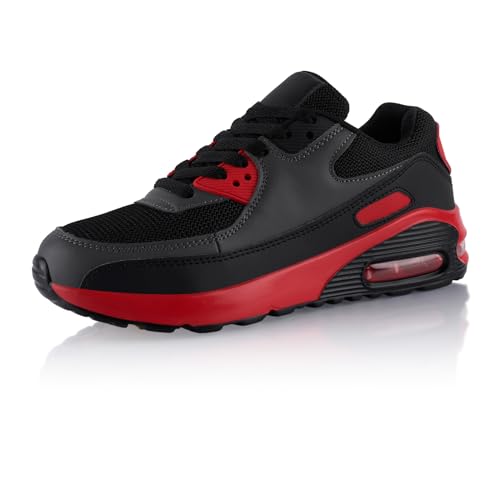 Fusskleidung® Damen Herren Sportschuhe Dämpfung Sneaker leichte Laufschuhe Rot Grau Schwarz EU 36 von Fusskleidung