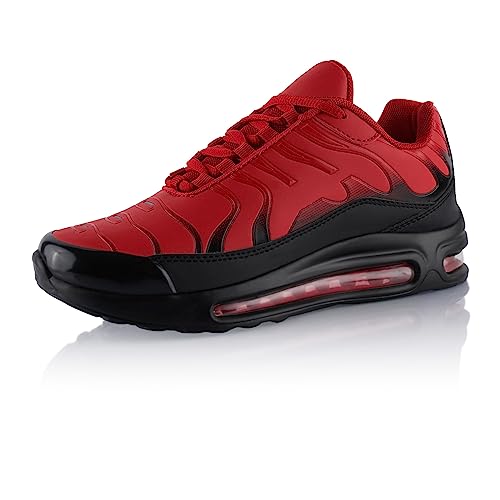 Fusskleidung® Damen Herren Sportschuhe Dämpfung Sneaker leichte Laufschuhe Rot Schwarz Grau EU 36 von Fusskleidung