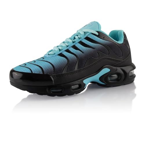 Fusskleidung® Damen Herren Sportschuhe Dämpfung Sneaker leichte Laufschuhe Schwarz Hellblau EU 41 von Fusskleidung