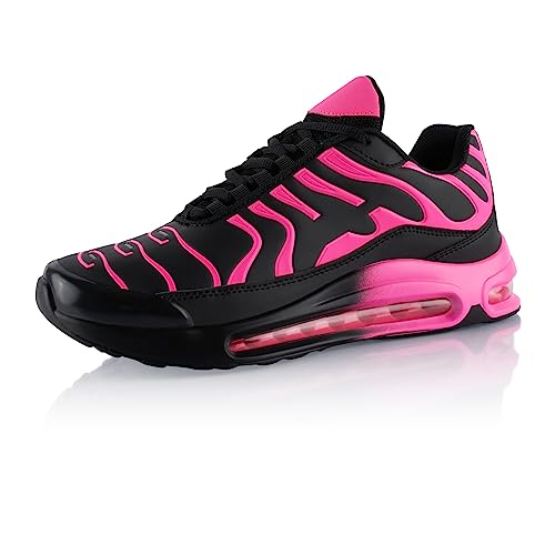 Fusskleidung® Damen Herren Sportschuhe Dämpfung Sneaker leichte Laufschuhe Schwarz Pink Pink EU 37 von Fusskleidung