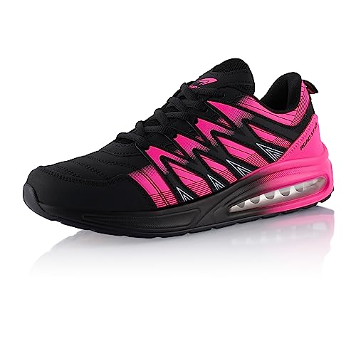 Fusskleidung® Damen Herren Sportschuhe Dämpfung Sneaker leichte Laufschuhe Schwarz Rosa EU 37 von Fusskleidung