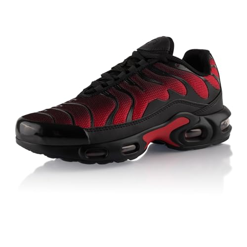 Fusskleidung® Damen Herren Sportschuhe Dämpfung Sneaker leichte Laufschuhe Schwarz Rot Dunkelrot EU 37 von Fusskleidung