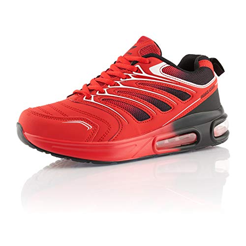 Fusskleidung® Damen Herren Sportschuhe Dämpfung Sneaker leichte Laufschuhe Schwarz Schwarz Rot EU 36 von Fusskleidung