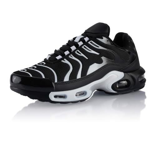 Fusskleidung® Damen Herren Sportschuhe Dämpfung Sneaker leichte Laufschuhe Schwarz Schwarz Weiss EU 45 von Fusskleidung