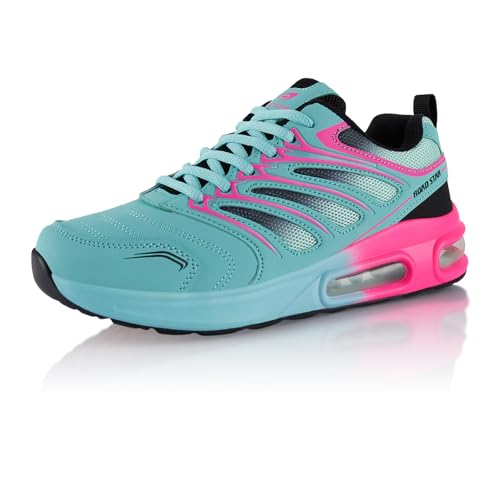 Fusskleidung® Damen Herren Sportschuhe Dämpfung Sneaker leichte Laufschuhe Türkis Schwarz Pink EU 37 von Fusskleidung