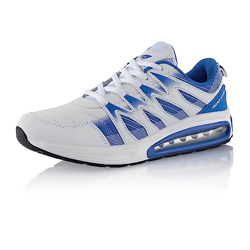 Fusskleidung® Damen Herren Sportschuhe Dämpfung Sneaker leichte Laufschuhe Weiss Blau EU 39 von Fusskleidung