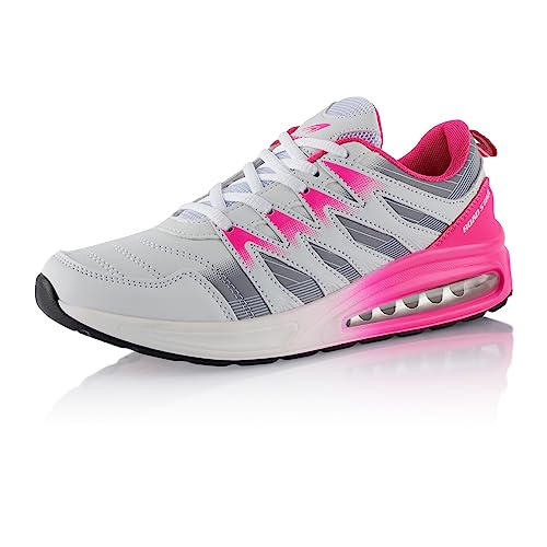 Fusskleidung® Damen Herren Sportschuhe Dämpfung Sneaker leichte Laufschuhe Weiß Pink EU 37 von Fusskleidung
