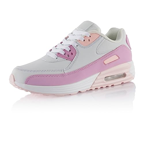 Fusskleidung® Damen Herren Sportschuhe Dämpfung Sneaker leichte Laufschuhe Weiss Rosa Rosa EU 37 von Fusskleidung