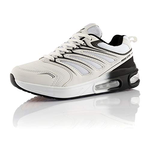 Fusskleidung® Damen Herren Sportschuhe Dämpfung Sneaker leichte Laufschuhe Weiss Schwarz EU 36 von Fusskleidung