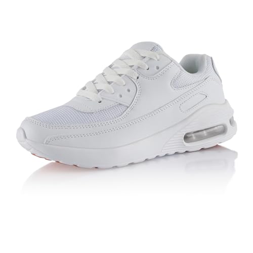 Fusskleidung® Damen Herren Sportschuhe Dämpfung Sneaker leichte Laufschuhe Weiß Weiss EU 46 von Fusskleidung
