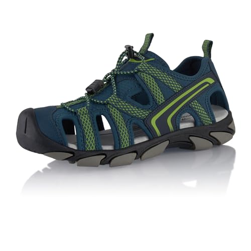 Fusskleidung® Damen Herren Trekkingsandalen Sommer Wanderschuhe Sandalen robuste Profilsohle Blau Grün EU 44 von Fusskleidung