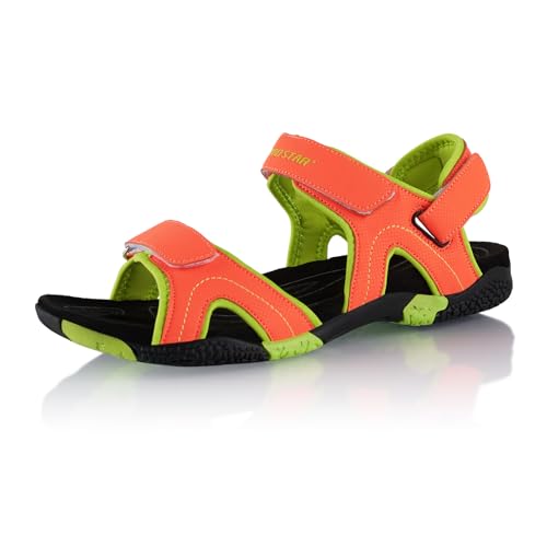 Fusskleidung® Damen Herren Trekkingsandalen Sommer Wanderschuhe Sandalen robuste Profilsohle Orange Grün EU 44 von Fusskleidung