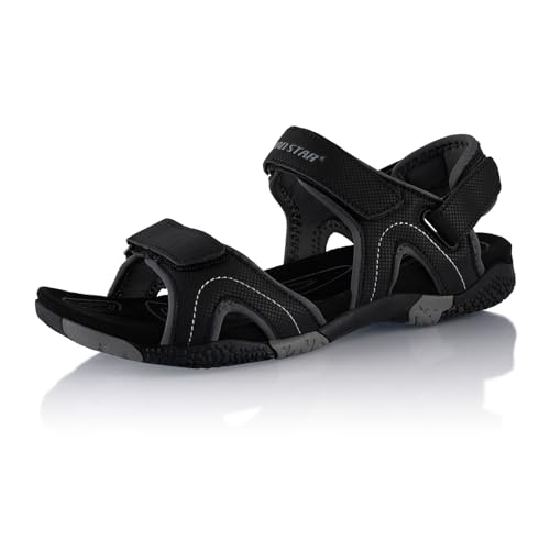 Fusskleidung® Damen Herren Trekkingsandalen Sommer Wanderschuhe Sandalen robuste Profilsohle Schwarz EU 39 von Fusskleidung