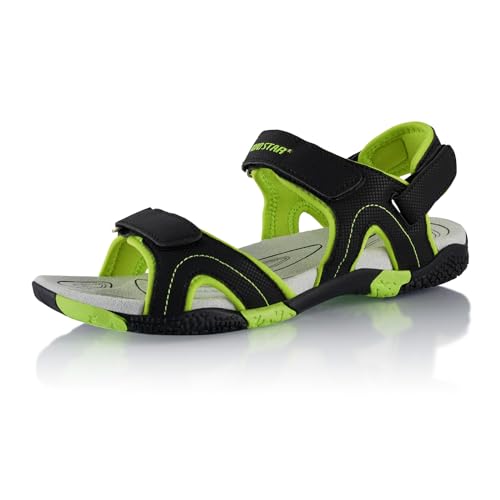 Fusskleidung® Damen Herren Trekkingsandalen Sommer Wanderschuhe Sandalen robuste Profilsohle Schwarz Gruen EU 40 von Fusskleidung