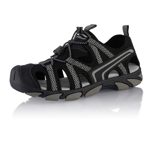 Fusskleidung® Damen Herren Trekkingsandalen Sommer Wanderschuhe Sandalen robuste Profilsohle Schwarz Weiß EU 40 von Fusskleidung
