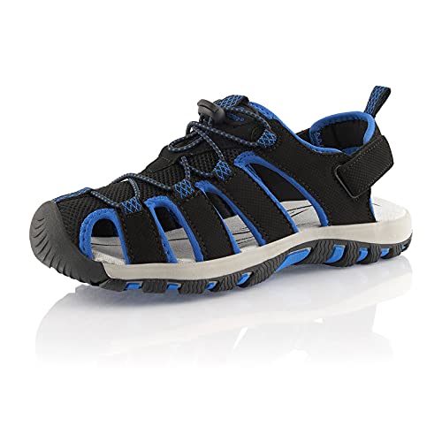 Fusskleidung® Damen Herren Trekkingsandalen leichte Sommer Sandalen robuste Profilsohle Blau EU 37 von Fusskleidung