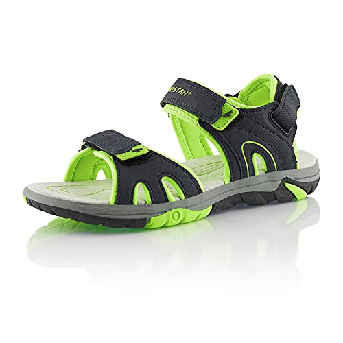 Fusskleidung® Damen Herren Trekkingsandalen leichte Sommer Sandalen robuste Profilsohle Dunkelblau Grün EU 38 von Fusskleidung