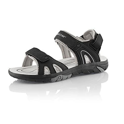 Fusskleidung® Damen Herren Trekkingsandalen leichte Sommer Sandalen robuste Profilsohle Schwarz Schwarz EU 39 von Fusskleidung