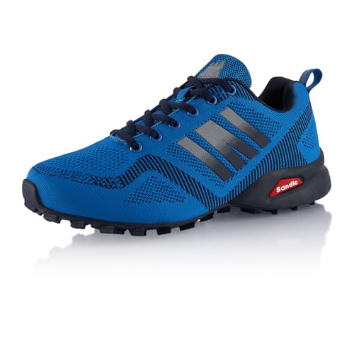 Fusskleidung® Damen Herren Wanderschuhe Atmungsaktive Trail Running Trekkingschuhe Grau Dunkelblau EU 41 von Fusskleidung