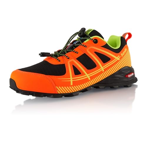 Fusskleidung® Damen Herren Wanderschuhe Atmungsaktive Trail Running Trekkingschuhe Orange Schwarz EU 45 von Fusskleidung