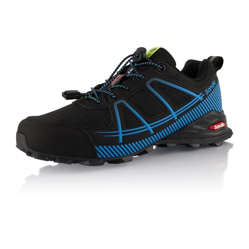 Fusskleidung® Damen Herren Wanderschuhe Atmungsaktive Trail Running Trekkingschuhe Schwarz Blau EU 38 von Fusskleidung