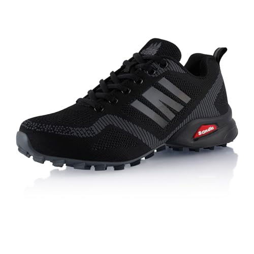 Fusskleidung® Damen Herren Wanderschuhe Atmungsaktive Trail Running Trekkingschuhe Schwarz Grau EU 39 von Fusskleidung
