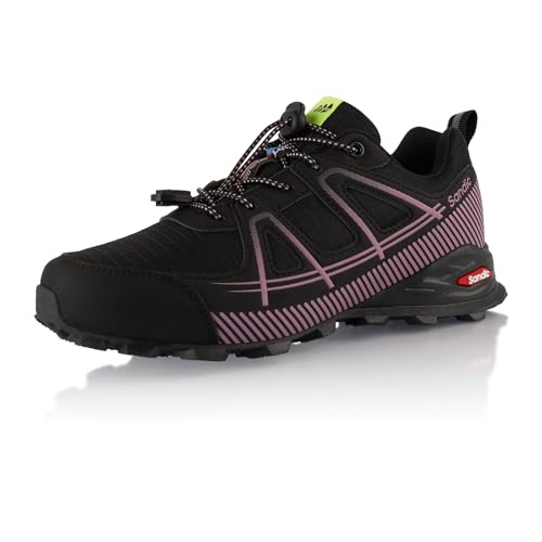 Fusskleidung® Damen Herren Wanderschuhe Atmungsaktive Trail Running Trekkingschuhe Schwarz Lila EU 37 von Fusskleidung