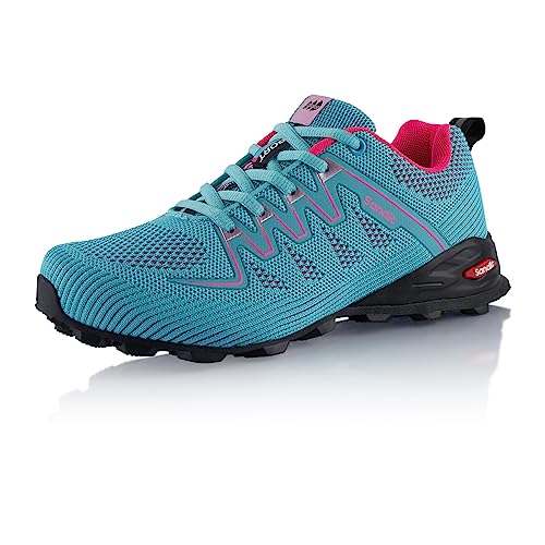 Fusskleidung® Damen Herren Wanderschuhe Atmungsaktive Trail Running Trekkingschuhe Hellblau Pink EU 36 von Fusskleidung