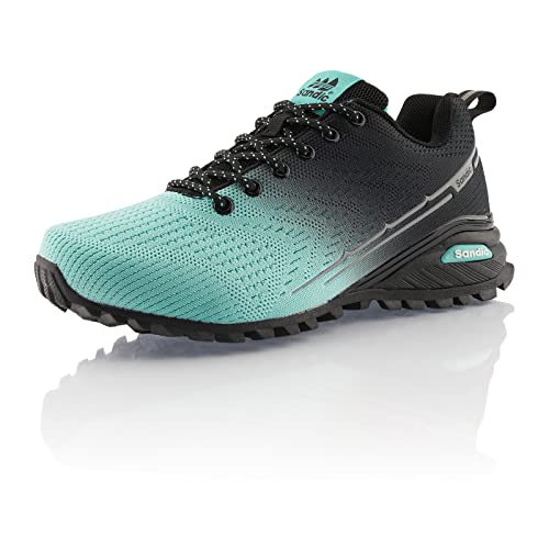 Fusskleidung® Damen Herren Wanderschuhe Bequeme Trail Running Trekkingschuhe Hellblau Schwarz EU 36 von Fusskleidung