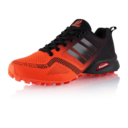 Fusskleidung® Damen Herren Wanderschuhe Bequeme Trail Running Trekkingschuhe Orange Schwarz Schwarz EU 43 von Fusskleidung