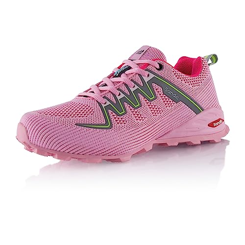 Fusskleidung® Damen Herren Wanderschuhe Atmungsaktive Trail Running Trekkingschuhe Rosa Grau EU 37 von Fusskleidung
