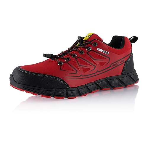 Fusskleidung® Damen Herren Wanderschuhe Softshell Trail Running Trekkingschuhe Rot Schwarz EU 36 von Fusskleidung