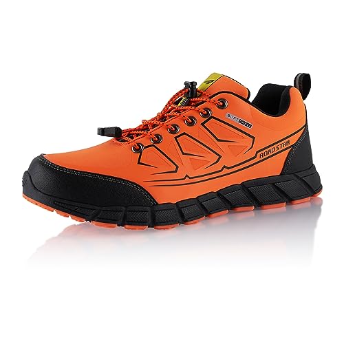 Fusskleidung® Damen Herren Wanderschuhe Bequeme Trekkingschuhe Softshell Orange Schwarz EU 39 von Fusskleidung