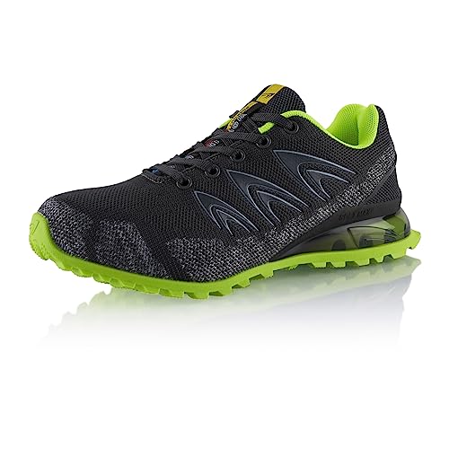 Fusskleidung® Damen Herren Wanderschuhe Dämpfung Trail Running Trekkingschuhe Dunkelgrau Grün EU 37 von Fusskleidung