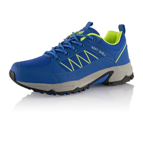 Fusskleidung® Damen Herren Wanderschuhe Softshell Trail Running Trekkingschuhe Blau Grün EU 38 von Fusskleidung