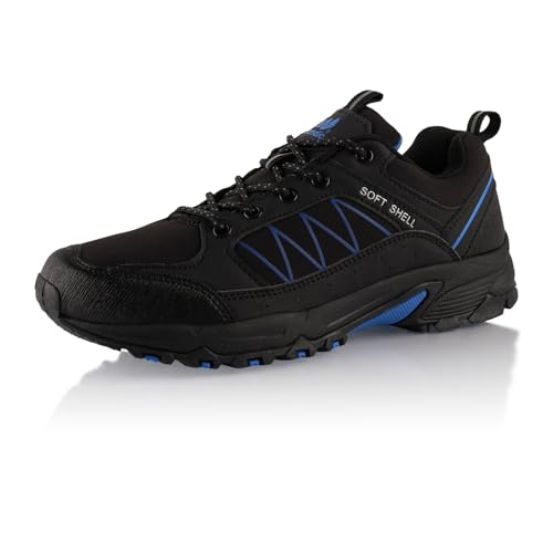 Fusskleidung® Damen Herren Wanderschuhe Softshell Trail Running Trekkingschuhe Schwarz Blau EU 37 von Fusskleidung